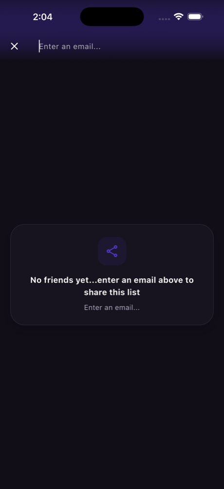 SwiftLists screen for connecting with another list user