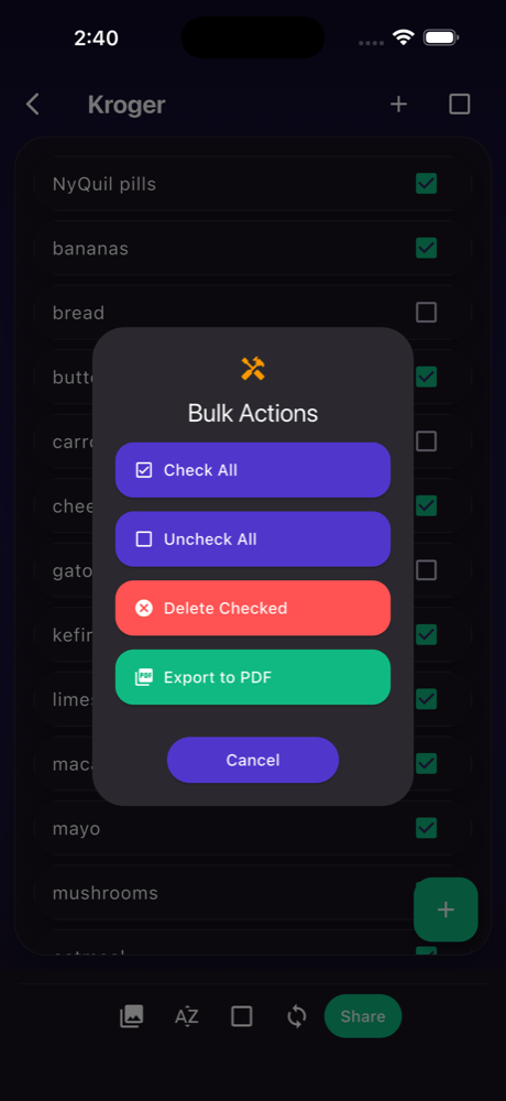 Bulk actions in SwiftLists